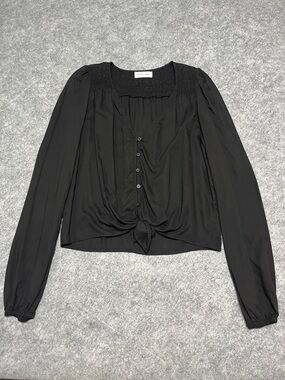 Bella Dahl Smocked Tie Front Long Sleeve Top